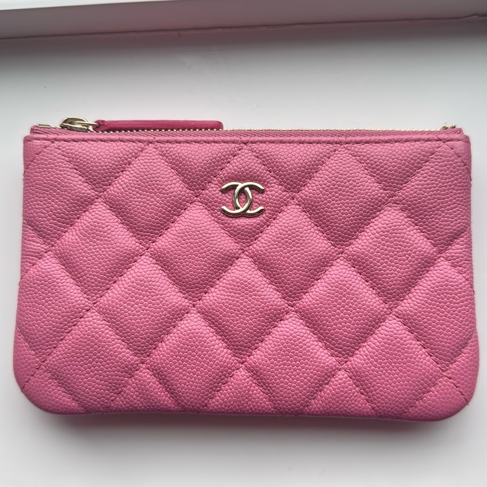 CHANEL Matelasse Classic Mini Pouch Pink Caviar Leather